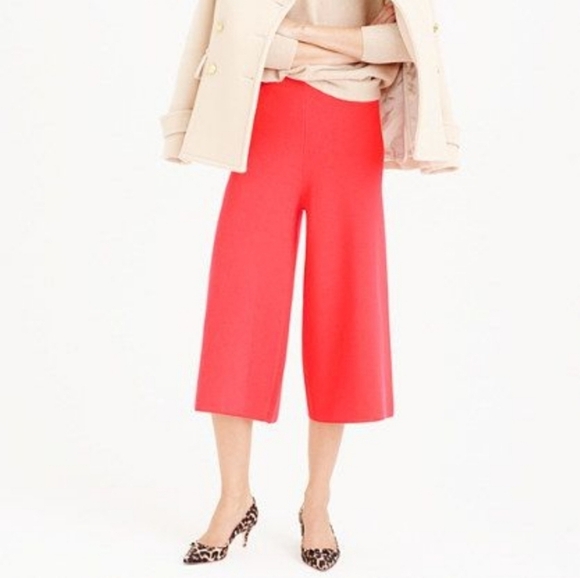 J. Crew Cropped Wide Leg 100% Merino Wool High Rise Pull On Culottes Pants XS - Picture 2 of 10